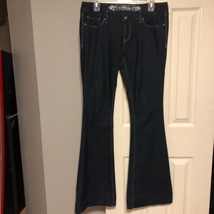 Express low-rise flare jeans